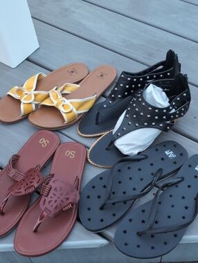 Size 7.5 8 sandals flats ALL Shade & Shore Women's Lorelei Crossband Bow Sandals